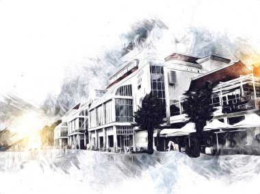 Sopot sanat çiziminde kare ve gezinti mimari dönüm noktası