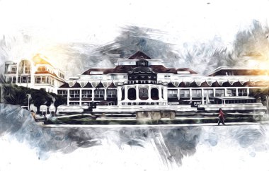 Sopot sanat çiziminde kare ve gezinti mimari dönüm noktası