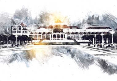 Sopot sanat çiziminde kare ve gezinti mimari dönüm noktası