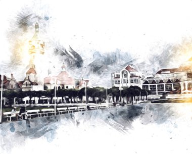 Sopot sanat çiziminde kare ve gezinti mimari dönüm noktası