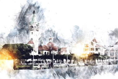 Sopot sanat çiziminde kare ve gezinti mimari dönüm noktası