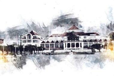 Sopot sanat çiziminde kare ve gezinti mimari dönüm noktası