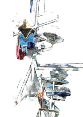 Donanma gemisinde askeri radar takibi, sanat eseri çizimi klasik.