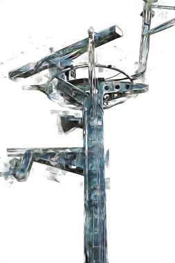 Donanma gemisinde askeri radar takibi, sanat eseri çizimi klasik.