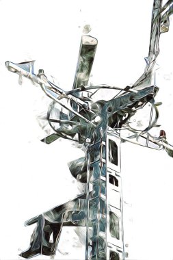 Donanma gemisinde askeri radar takibi, sanat eseri çizimi klasik.