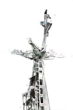 Donanma gemisinde askeri radar takibi, sanat eseri çizimi klasik.