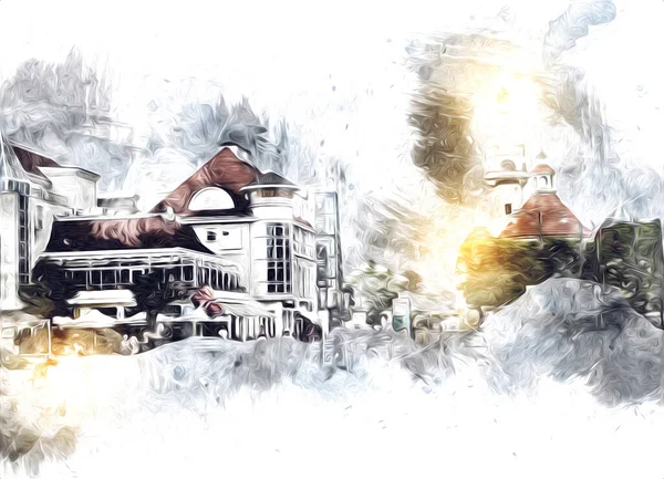 Sopot sanat çiziminde kare ve gezinti mimari dönüm noktası