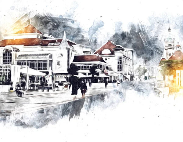 Sopot sanat çiziminde kare ve gezinti mimari dönüm noktası