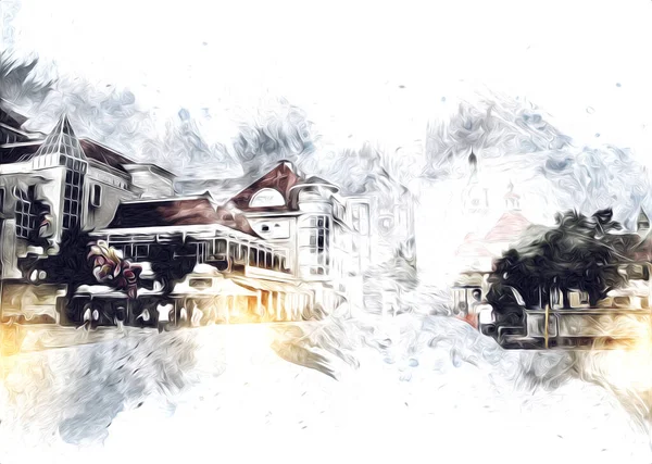 Sopot sanat çiziminde kare ve gezinti mimari dönüm noktası