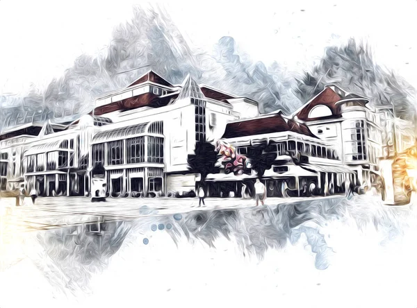 Sopot sanat çiziminde kare ve gezinti mimari dönüm noktası