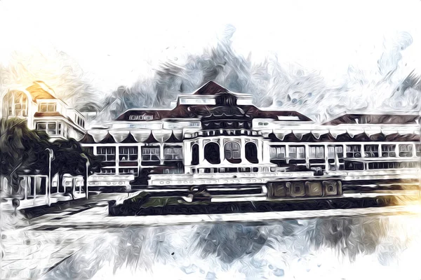 Sopot sanat çiziminde kare ve gezinti mimari dönüm noktası