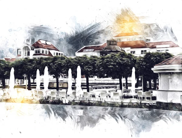 Sopot sanat çiziminde kare ve gezinti mimari dönüm noktası