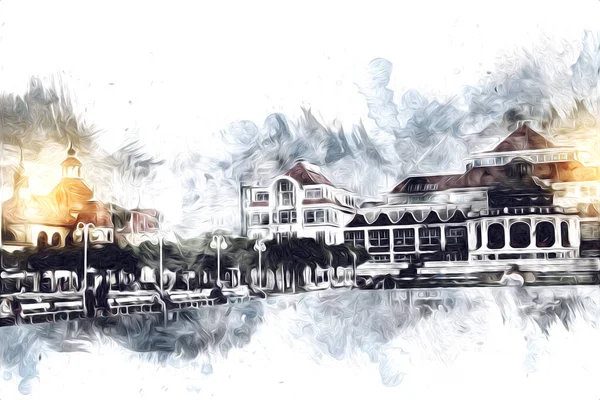 Sopot sanat çiziminde kare ve gezinti mimari dönüm noktası