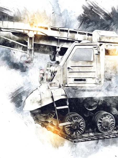 Vintage Tank Geïsoleerde Tekening Schets Kunst Illustratie — Stockfoto