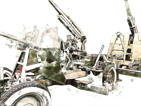 Aereo Pistola Arte Illustrazione Disegno Schizzo Militare — Foto Stock