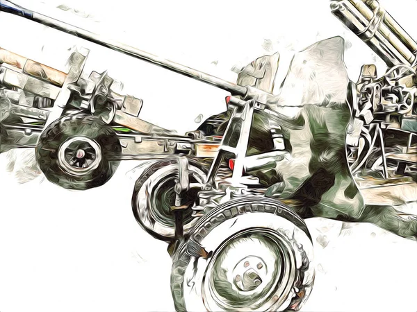 Aircraft Gun Art Illustration Military Drawing Sketch — 스톡 사진