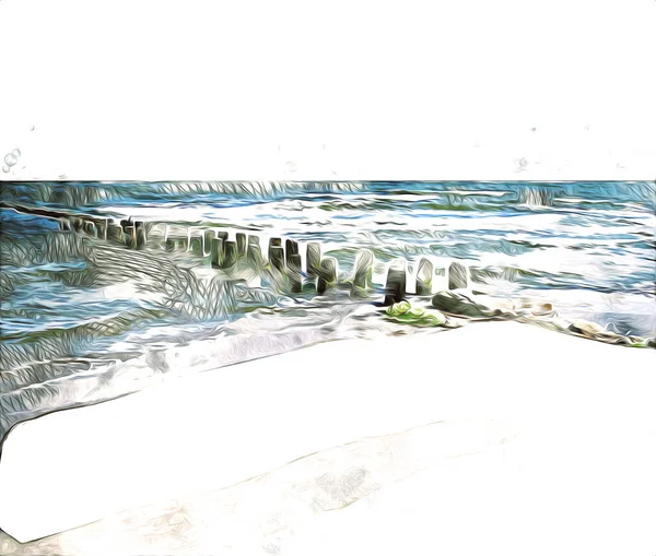 Beautiful Beach White Sand Natural Background Summer Vacation Art Illustration — Stock Photo, Image