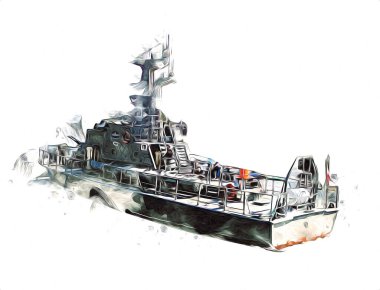 Askeri gemi, Atlantik Denizi 'nin engebeli çizimlerinden geçiyor.