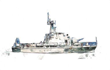 Askeri gemi, Atlantik Denizi 'nin engebeli çizimlerinden geçiyor.