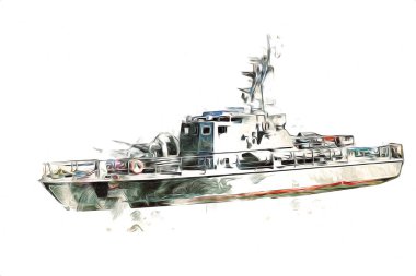 Askeri gemi, Atlantik Denizi 'nin engebeli çizimlerinden geçiyor.