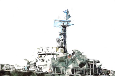 Askeri gemi, Atlantik Denizi 'nin engebeli çizimlerinden geçiyor.