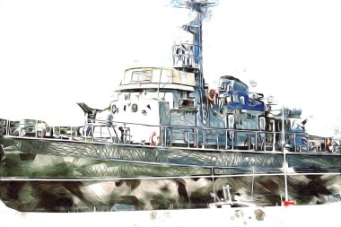 Askeri gemi, Atlantik Denizi 'nin engebeli çizimlerinden geçiyor.