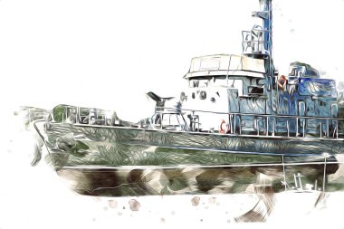 Askeri gemi, Atlantik Denizi 'nin engebeli çizimlerinden geçiyor.