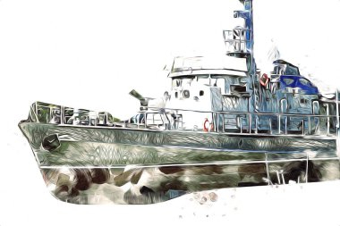 Askeri gemi, Atlantik Denizi 'nin engebeli çizimlerinden geçiyor.