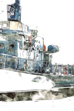 Askeri gemi, Atlantik Denizi 'nin engebeli çizimlerinden geçiyor.