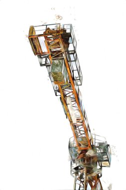 Şantiye iskelesi, klasik resim çizimi olan bir inşaat alanı.