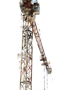 Şantiye iskelesi, klasik resim çizimi olan bir inşaat alanı.