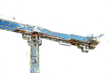 Şantiye iskelesi, klasik resim çizimi olan bir inşaat alanı.