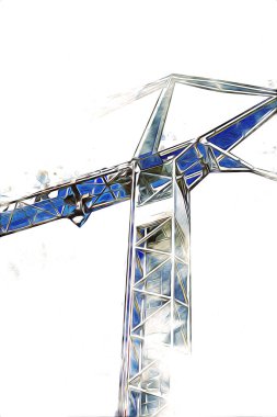 Şantiye iskelesi, klasik resim çizimi olan bir inşaat alanı.