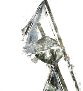 Rüzgarda dalgalanan renkli deniz yelkenli bayrakları sanat eseri çizimleri