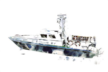 Yelkenli tekneler rıhtıma, liman sanatı illüstrasyonları klasik