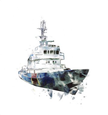 Yelkenli tekneler rıhtıma, liman sanatı illüstrasyonları klasik