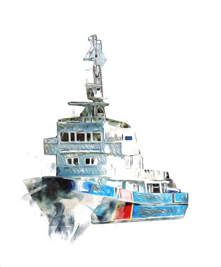 Yelkenli tekneler rıhtıma, liman sanatı illüstrasyonları klasik