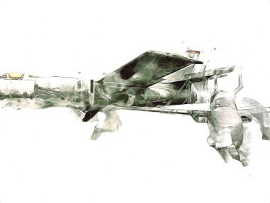 Amerikan savaş uçağı resim sanatı klasiği çiziyor.