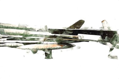 Amerikan savaş uçağı resim sanatı klasiği çiziyor.