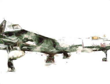 Amerikan savaş uçağı resim sanatı klasiği çiziyor.
