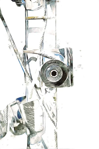 Yelkenli tekneler marina sanat illüstrasyonuna yerleştirildi.