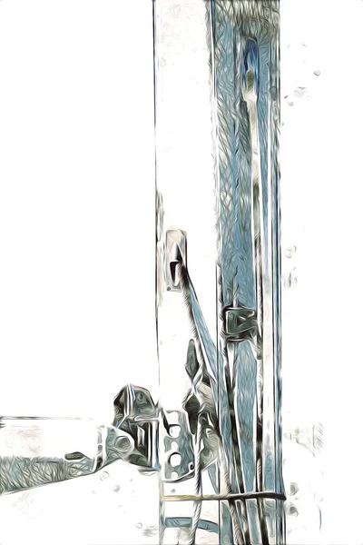 Yelkenli tekneler marina sanat illüstrasyonuna yerleştirildi.