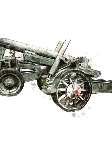 Πεδίο Μάχης Κανόνι Στρατιωτική Τέχνη Εικονογράφηση Σκίτσο — Φωτογραφία Αρχείου