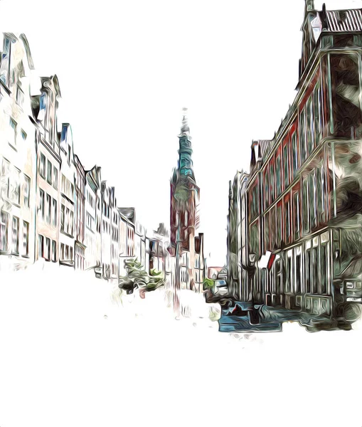 Aquarellskizze Oder Illustration Einer Schönen Ansicht Der Architektur Der Stadt — Stockfoto