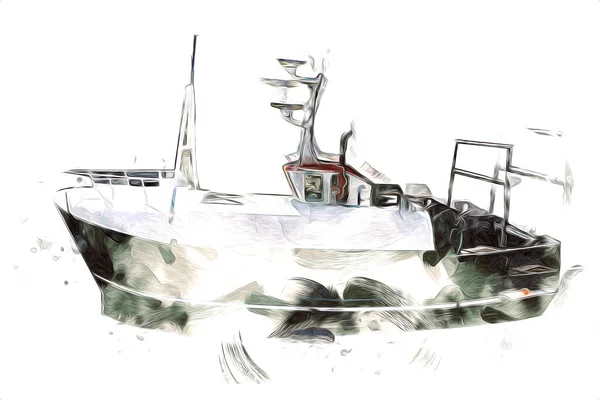 Yelkenli Tekneler Rıhtıma Liman Sanatı Illüstrasyonları Klasik — Stok fotoğraf