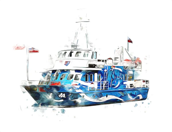 Yelkenli tekneler rıhtıma, liman sanatı illüstrasyonları klasik