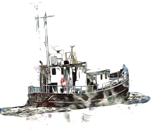 Yelkenli tekneler rıhtıma, liman sanatı illüstrasyonları klasik