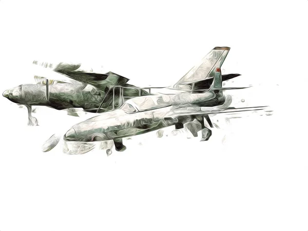 アメリカのジェット戦闘機のイラストアートヴィンテージを描く — ストック写真