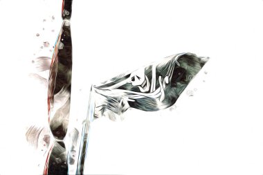 Korsan bayrağında kafatası ve kemikler, resim çizimi klasik