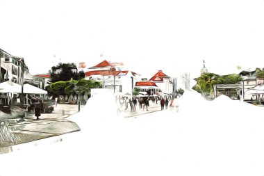 Sopot sanat çiziminde kare ve gezinti mimari dönüm noktası